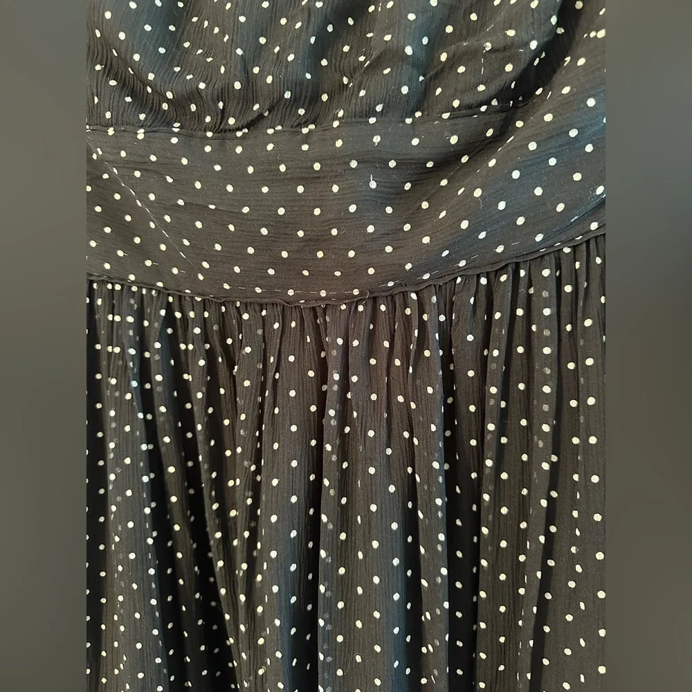 NWT J. CREW 6 VINTAGE Black White Polka Dot Strapless Midi 100% Silk Cocktail